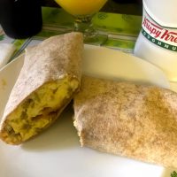 Smoked onion chèvre egg burrito